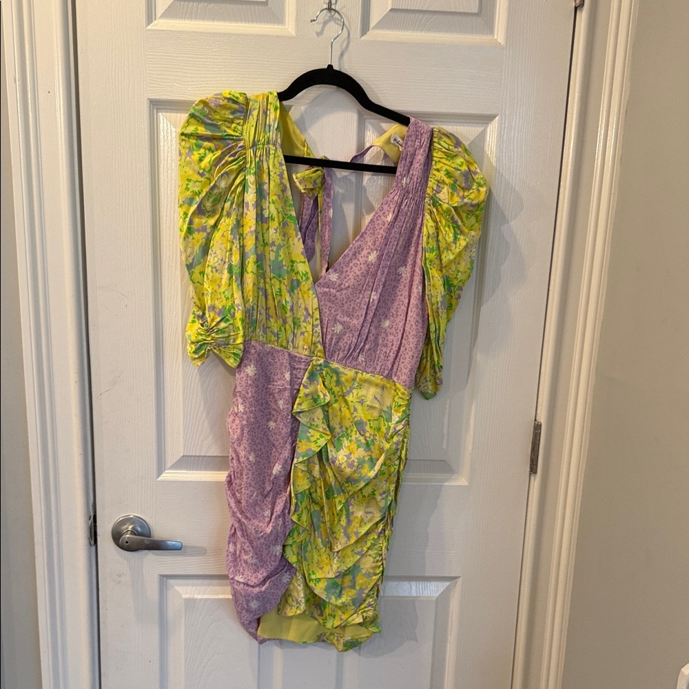 For Love And Lemons Yellow and Purple Mini Dress